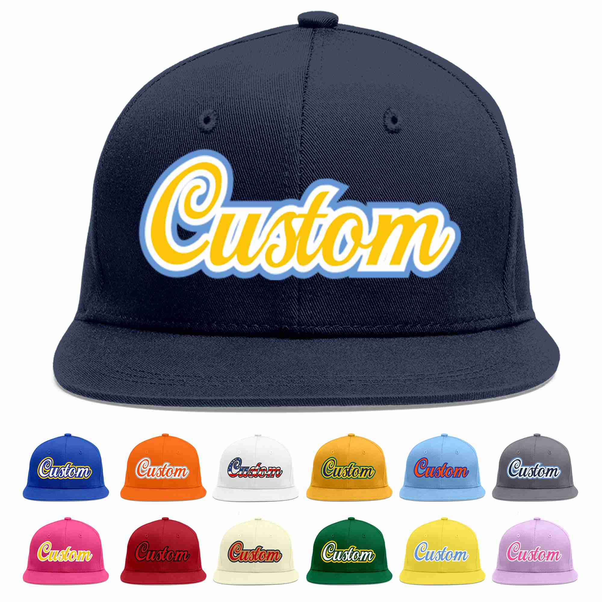 Custom Navy Gold-White Casual Sport Baseball Cap