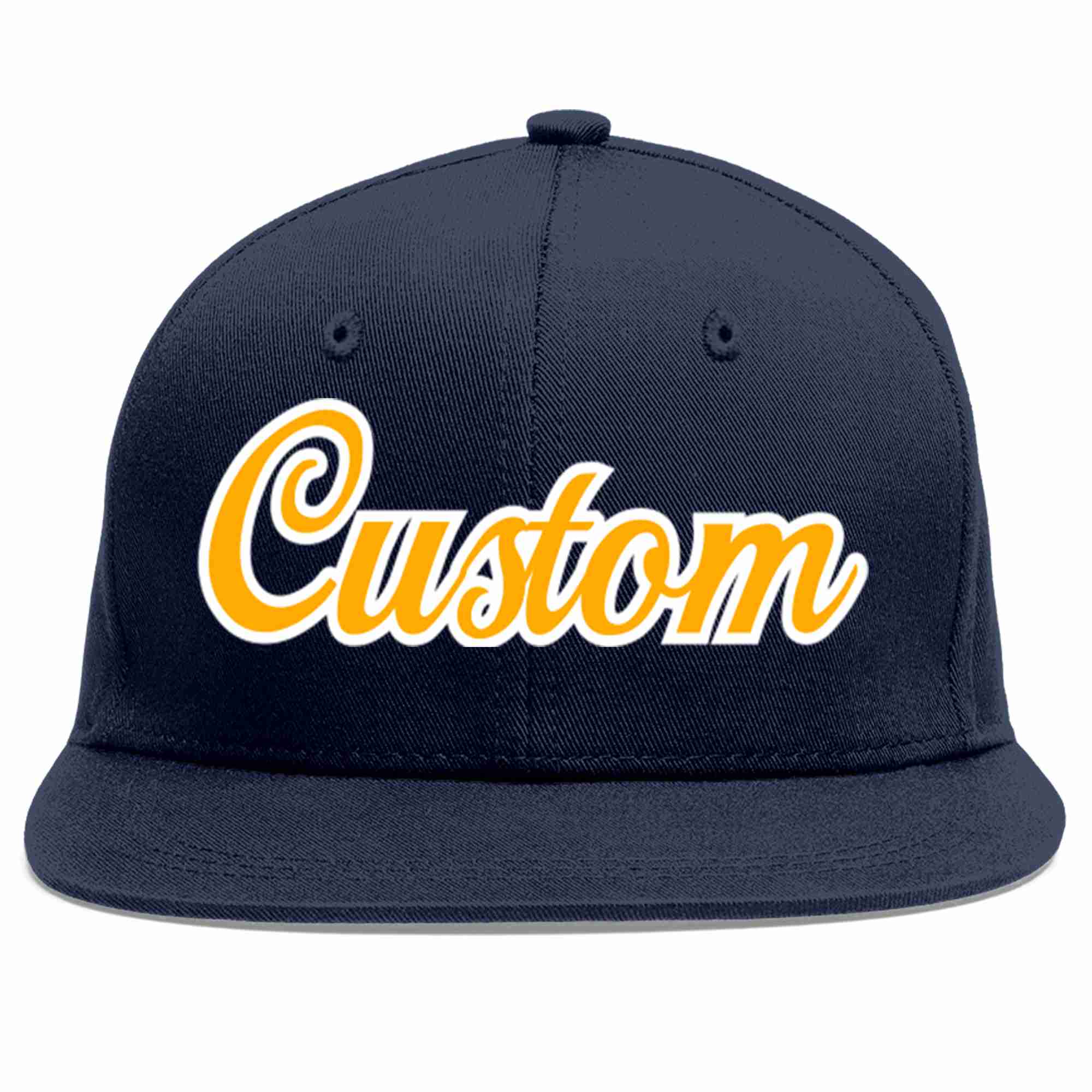 Custom Navy Yellow-White Casual Sport Baseball Cap