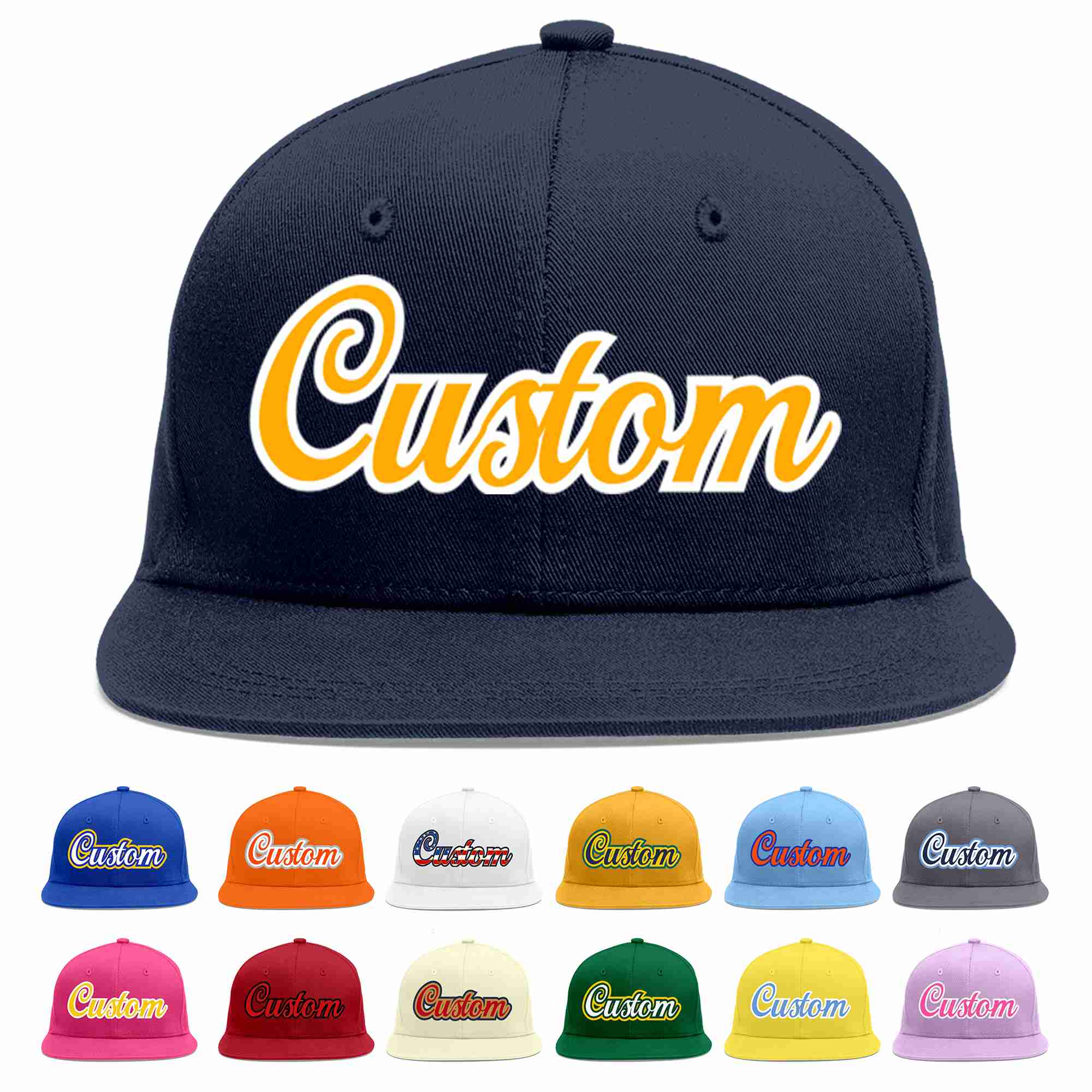 Custom Navy Yellow-White Casual Sport Baseball Cap