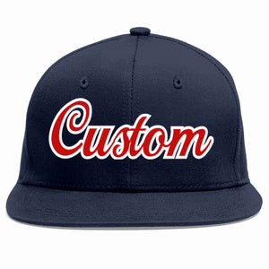 Custom Navy Red-White Casual Sport Baseball Cap