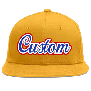 Casquette de baseball sport personnalisée en or Royal-White Flat Eaves