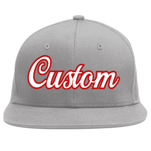 Casquette de baseball sport personnalisée gris blanc-rouge Flat Eaves