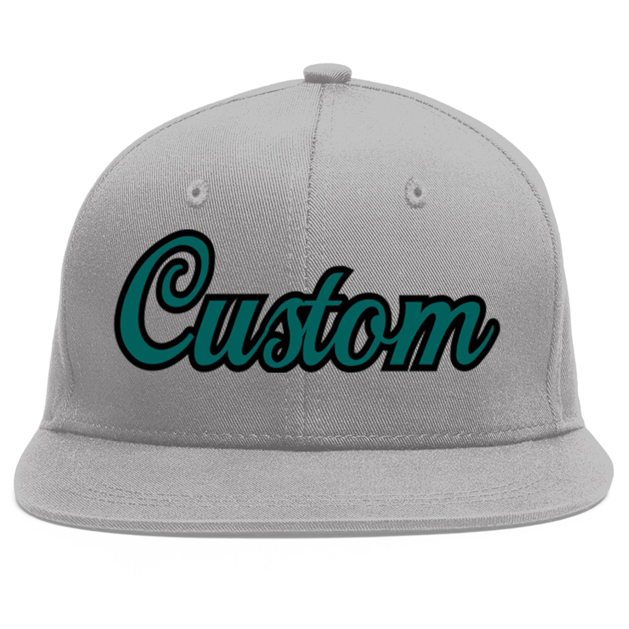 Casquette de baseball sport personnalisée gris aqua-noir plat Eaves