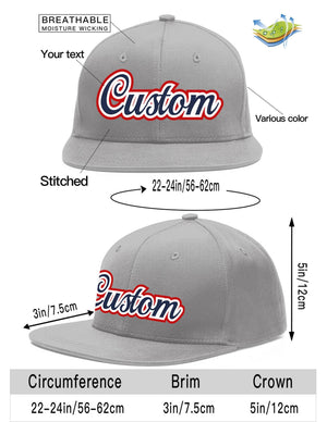 Custom Gray Navy-White Flat Eaves Sport Baseball Cap