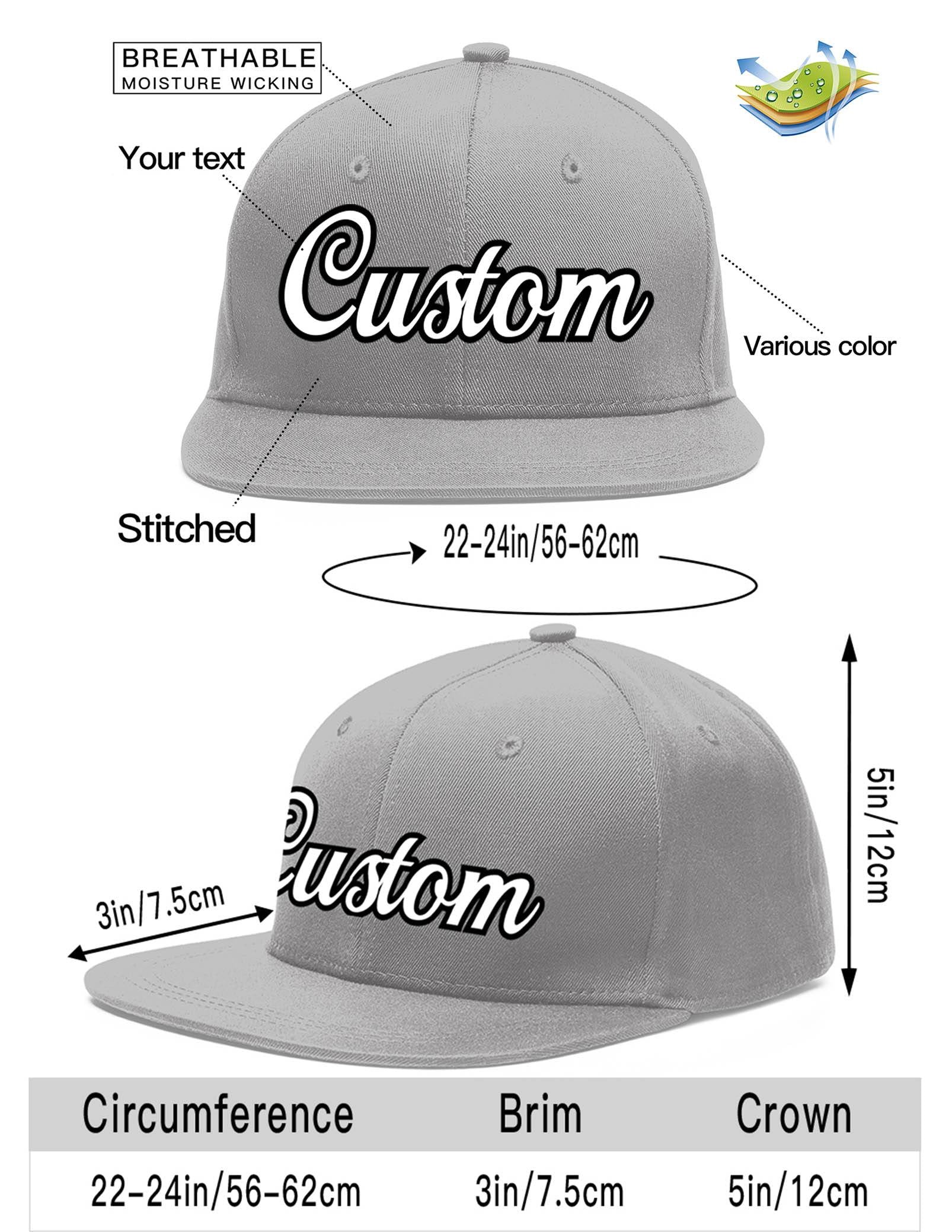 Custom Gray White-Black Flat Eaves Sport Baseball Cap