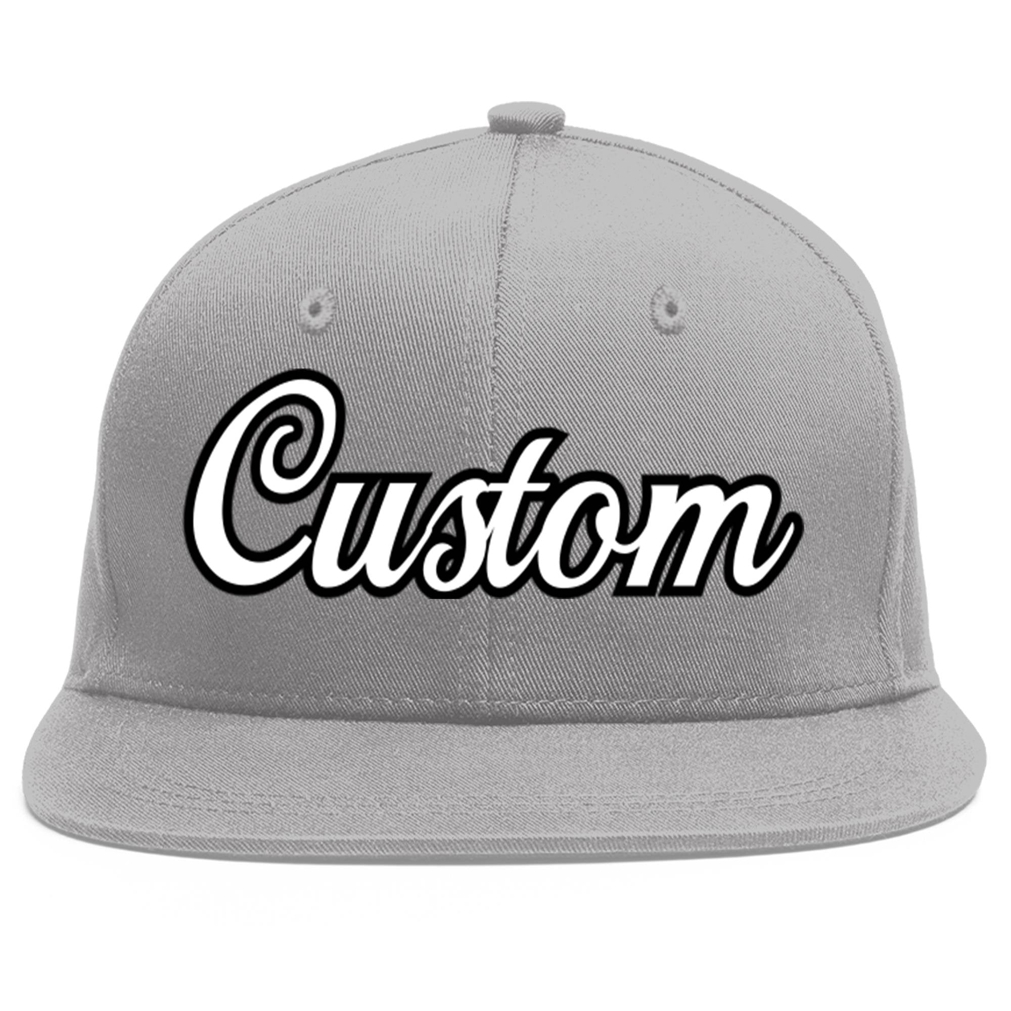 Casquette de baseball sport personnalisée gris blanc-noir Flat Eaves