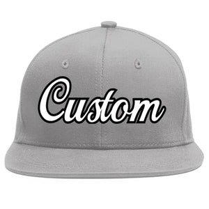 Casquette de baseball sport personnalisée gris blanc-noir Flat Eaves