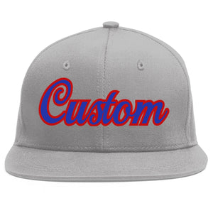 Casquette de baseball sport personnalisée gris royal-rouge Flat Eaves