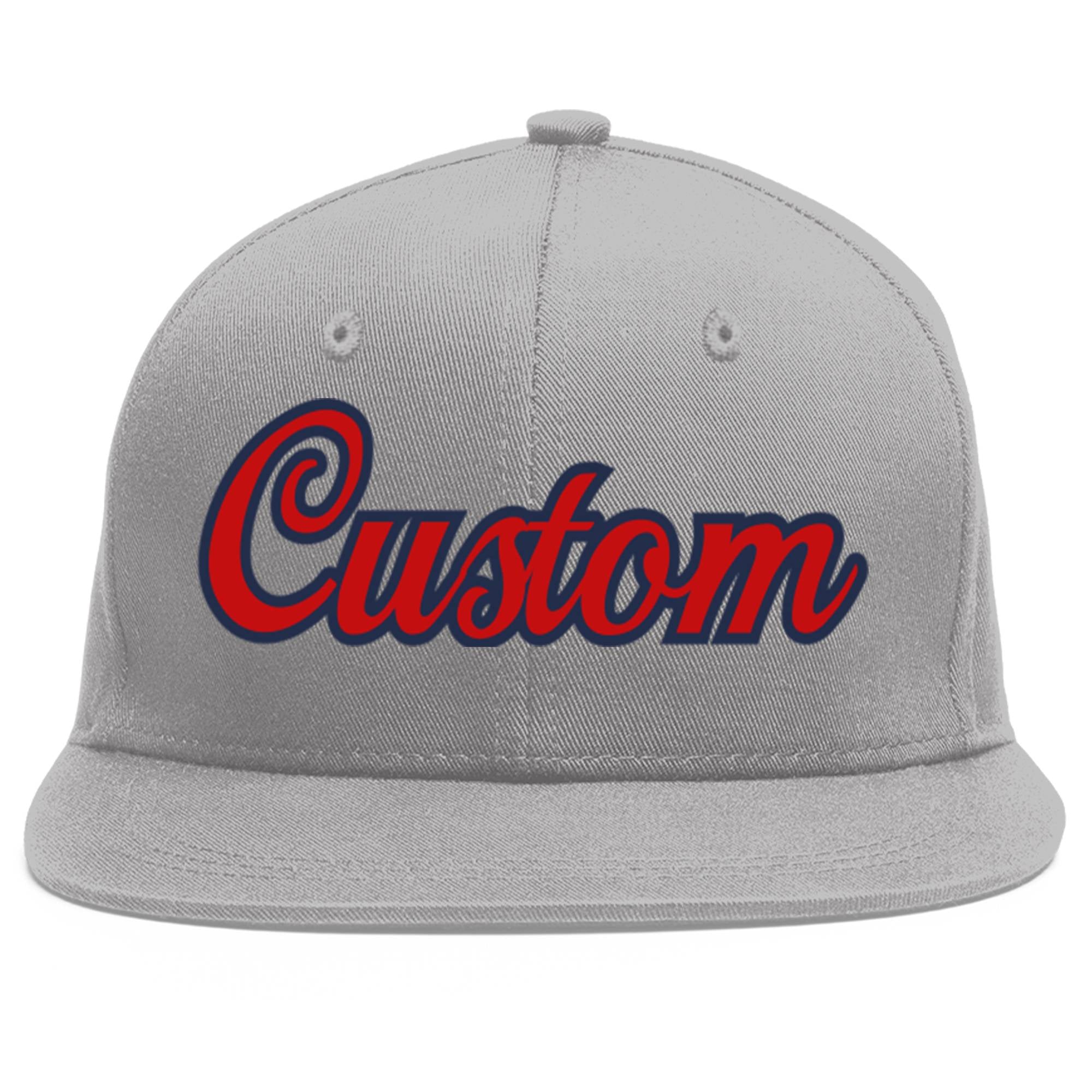 Casquette de baseball sport personnalisée gris rouge-marine Flat Eaves