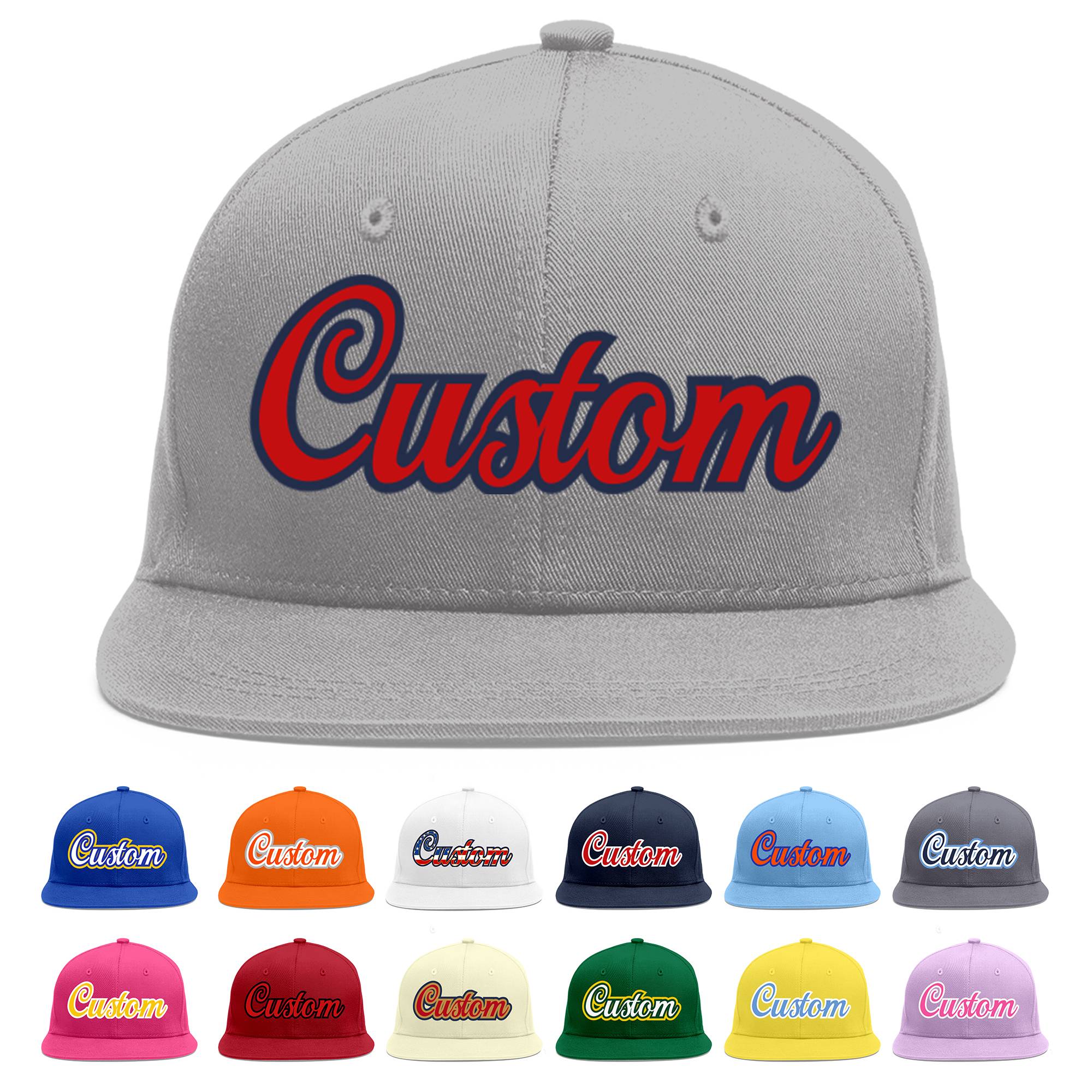 Casquette de baseball sport personnalisée gris rouge-marine Flat Eaves