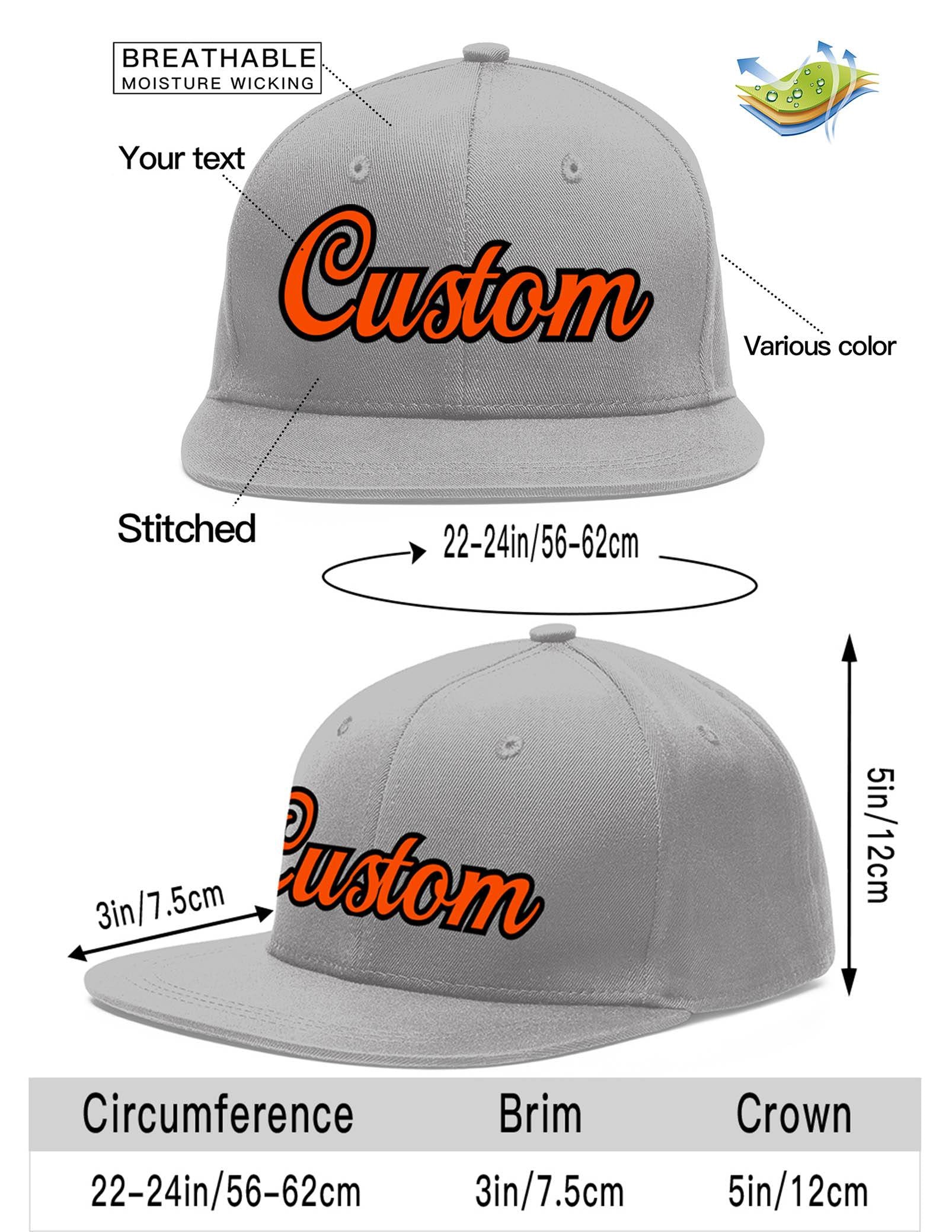 Custom Gray Orange-Black Flat Eaves Sport Baseball Cap