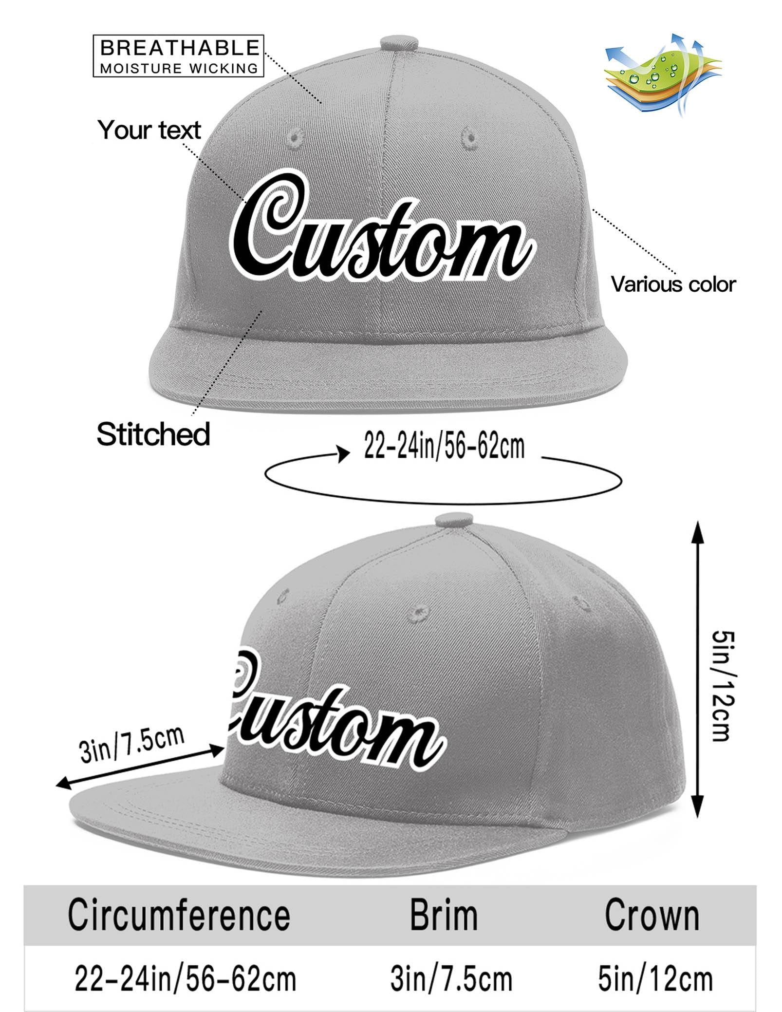 Custom Gray Black-White Flat Eaves Sport Baseball Cap