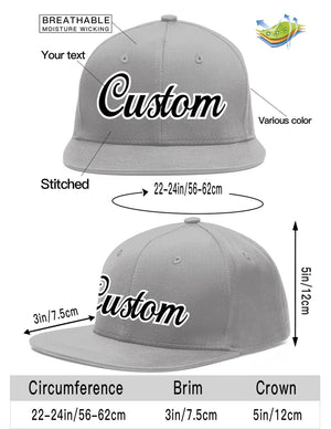 Custom Gray Black-White Flat Eaves Sport Baseball Cap