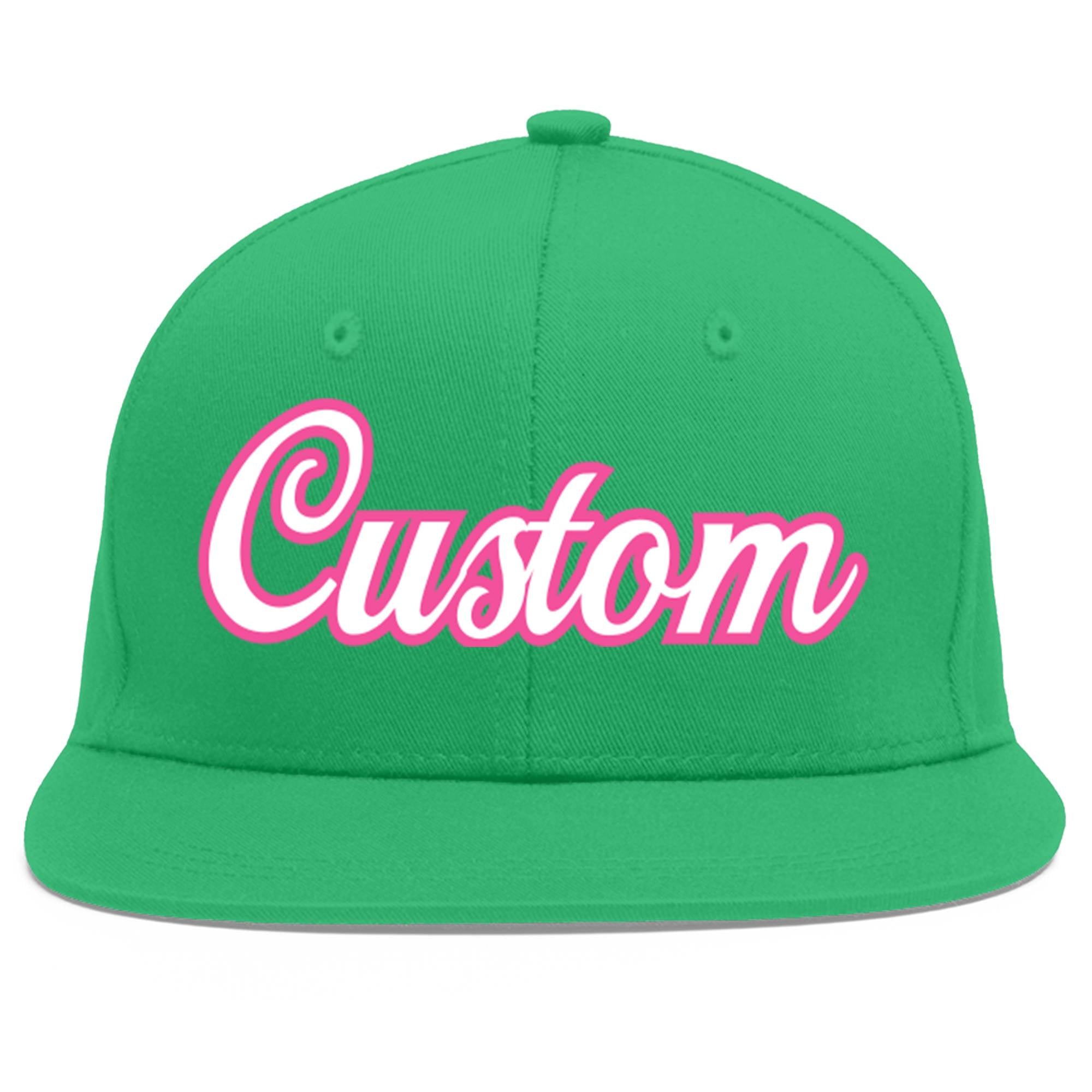 Custom Teal White-Pink Flat Eaves Sport Baseball Cap