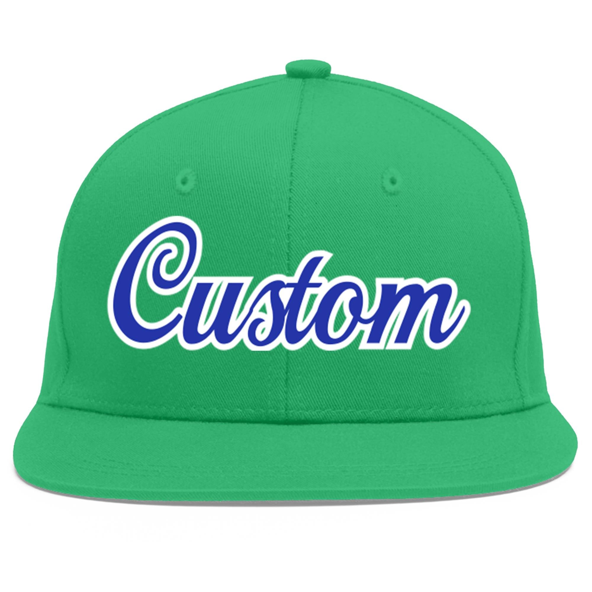 Custom Teal Royal-White Flat Eaves Sport Baseball Cap