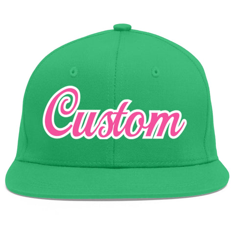 Custom Teal Pink-White Flat Eaves Sport Baseball Cap