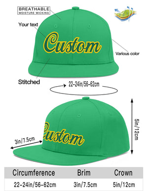 Custom Teal Kelly Green-Gold Flat Eaves Sport Baseball Cap