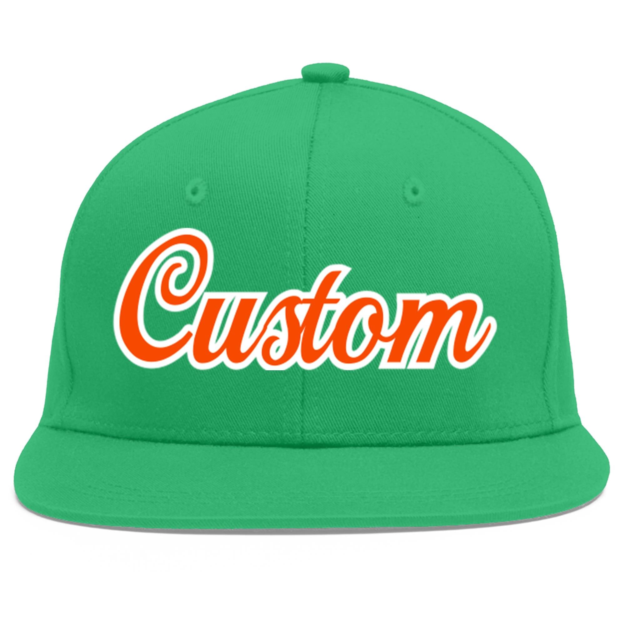 Custom Teal Orange-White Flat Eaves Sport Baseball Cap