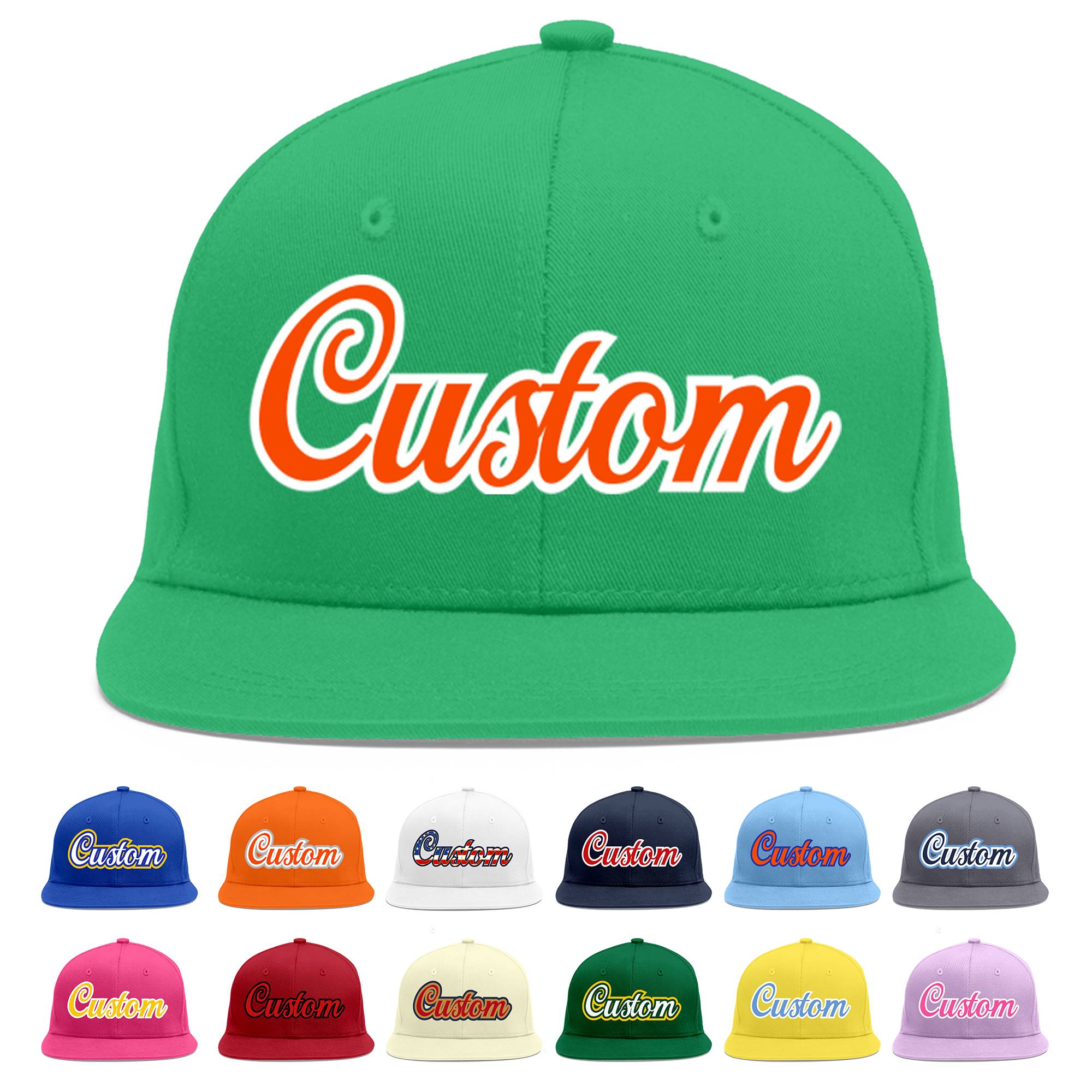 Custom Teal Orange-White Flat Eaves Sport Baseball Cap