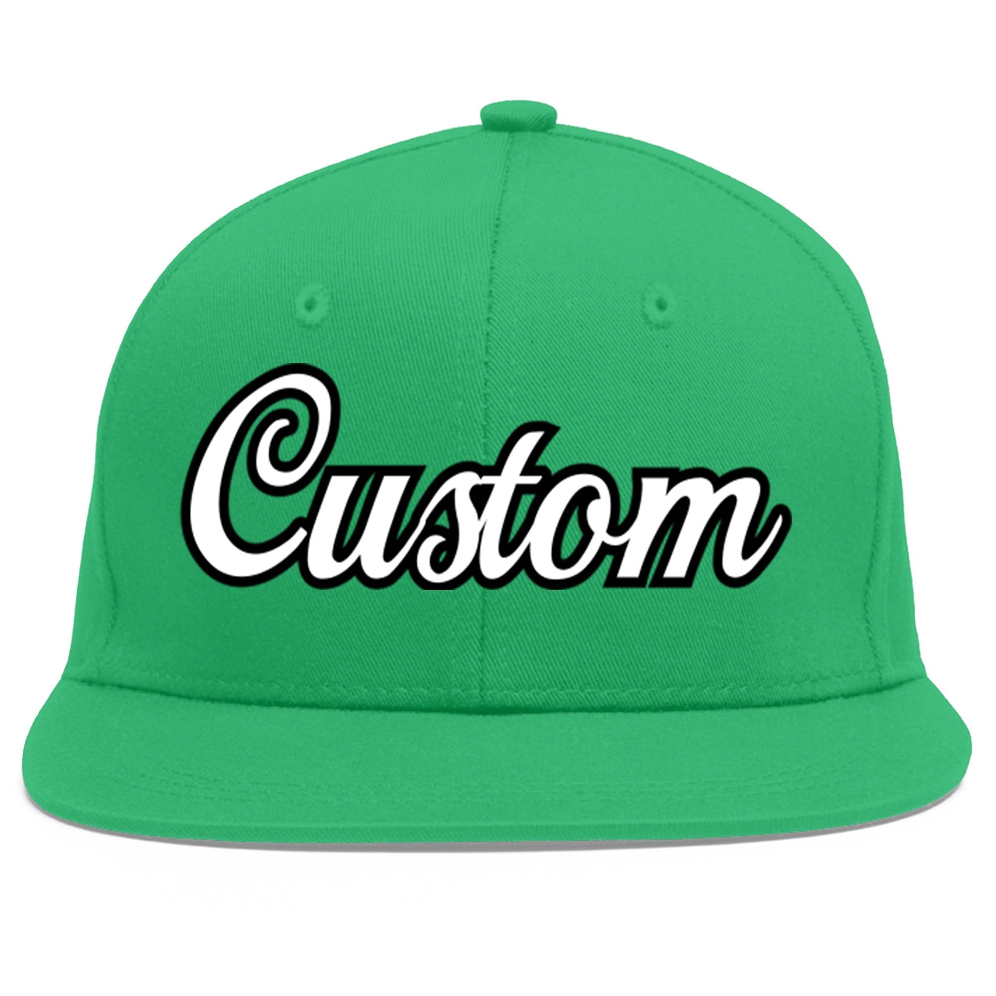 Custom Teal White-Black Flat Eaves Sport Baseball Cap