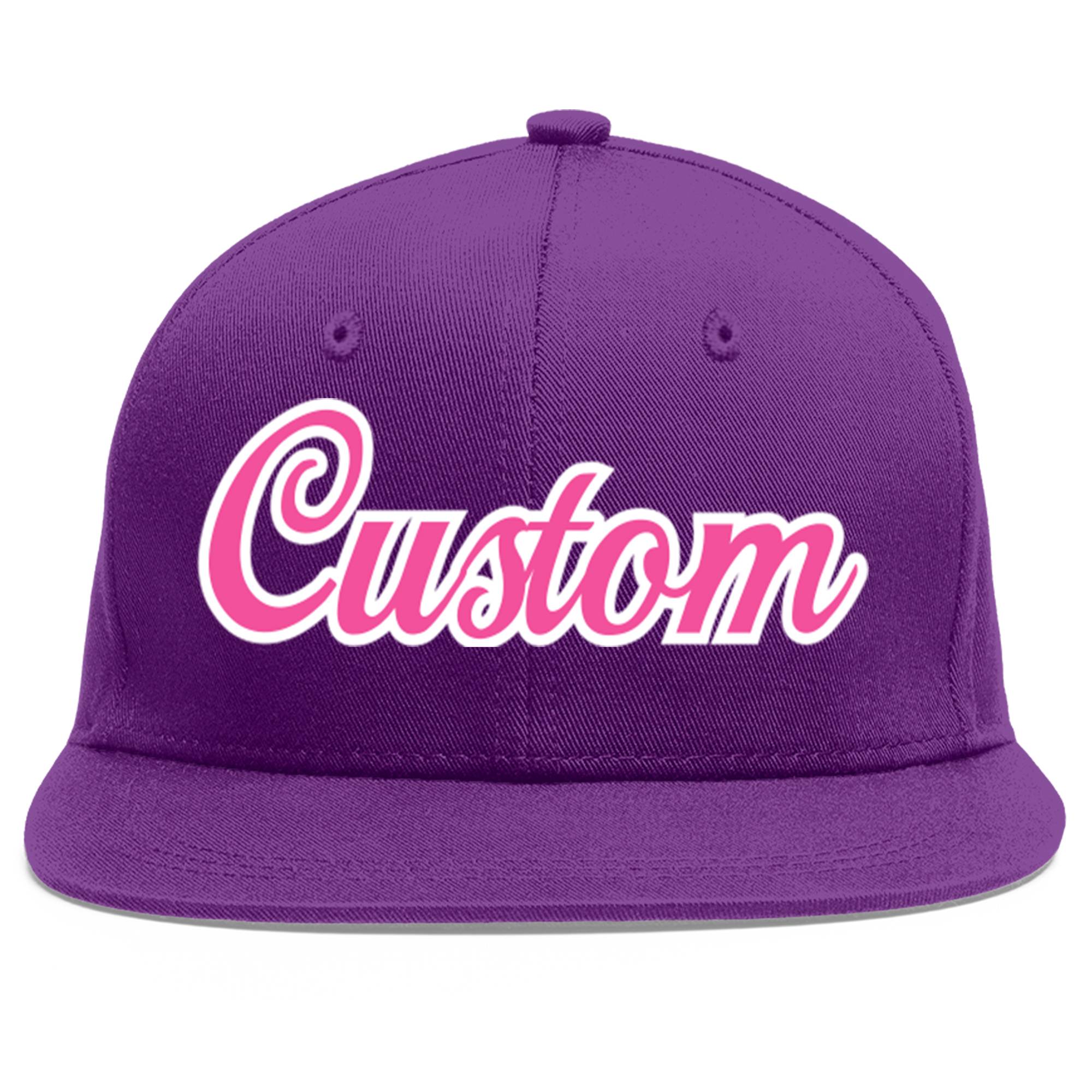 Casquette de baseball sport personnalisée violet rose-blanc avec avant-toit plat