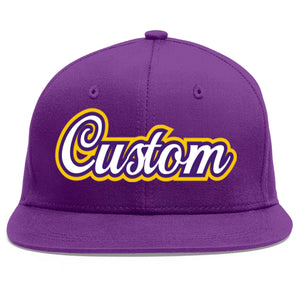 Casquette de baseball sport personnalisée violet blanc-violet plat Eaves