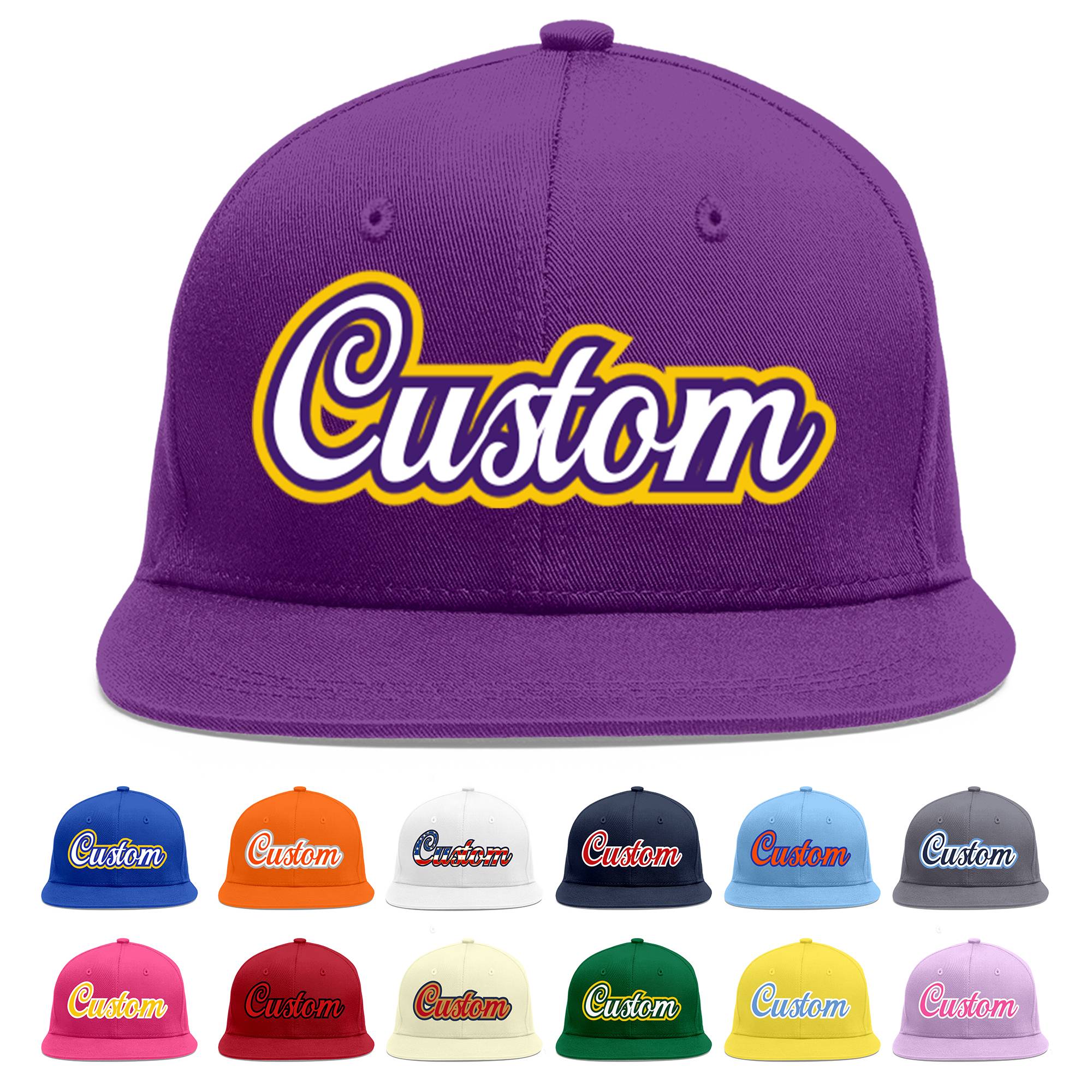 Casquette de baseball sport personnalisée violet blanc-violet plat Eaves