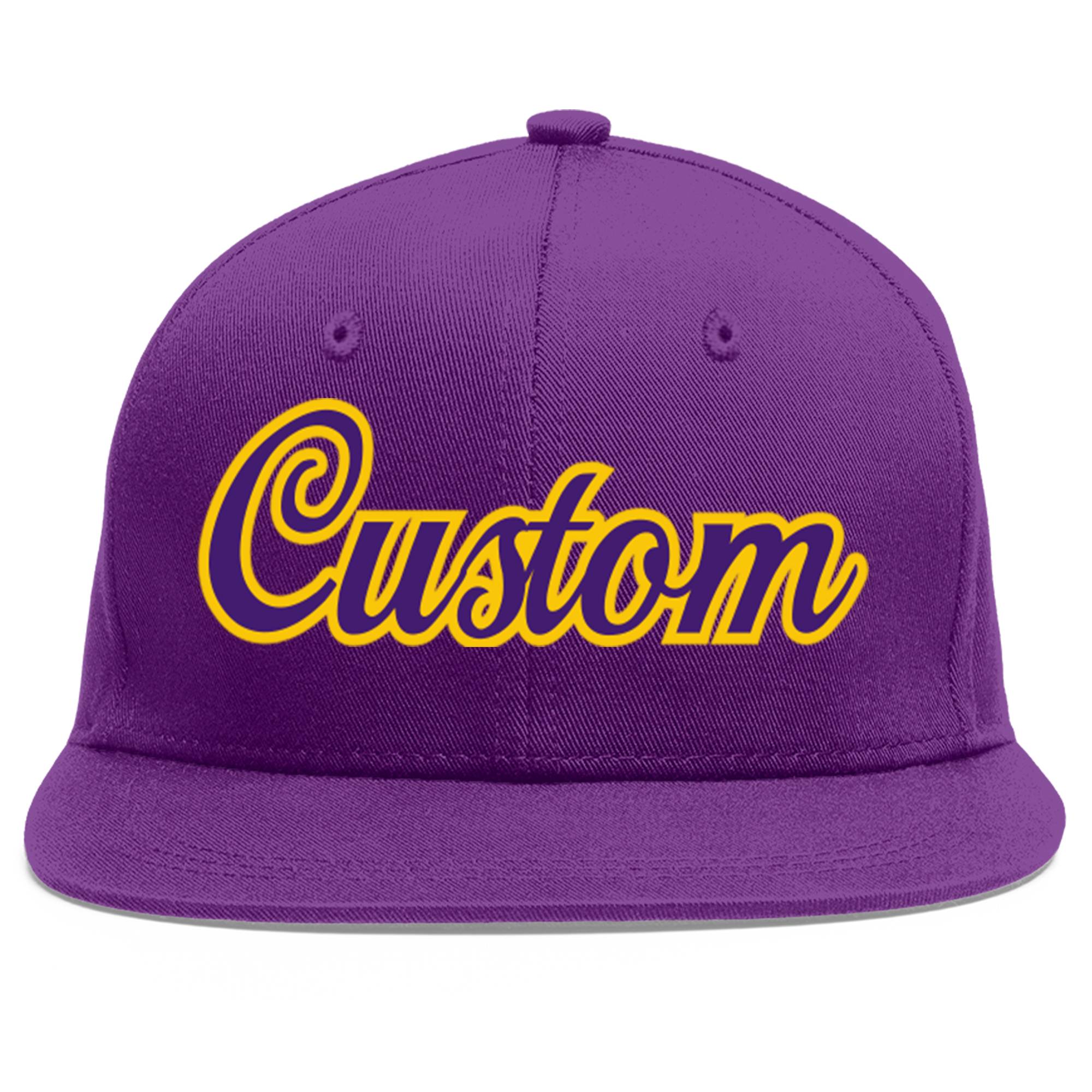 Casquette de baseball personnalisée violet violet-or Flat Eaves Sport