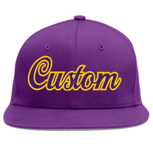 Casquette de baseball personnalisée violet violet-or Flat Eaves Sport