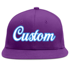 Casquette de baseball sport personnalisée violet blanc-bleu poudre