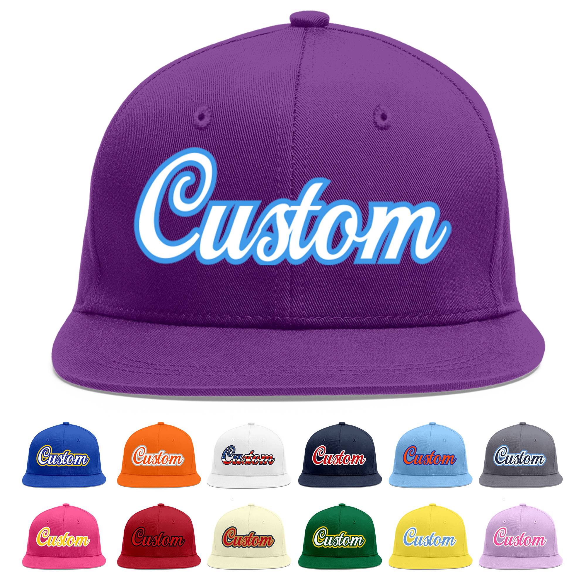 Casquette de baseball sport personnalisée violet blanc-bleu poudre