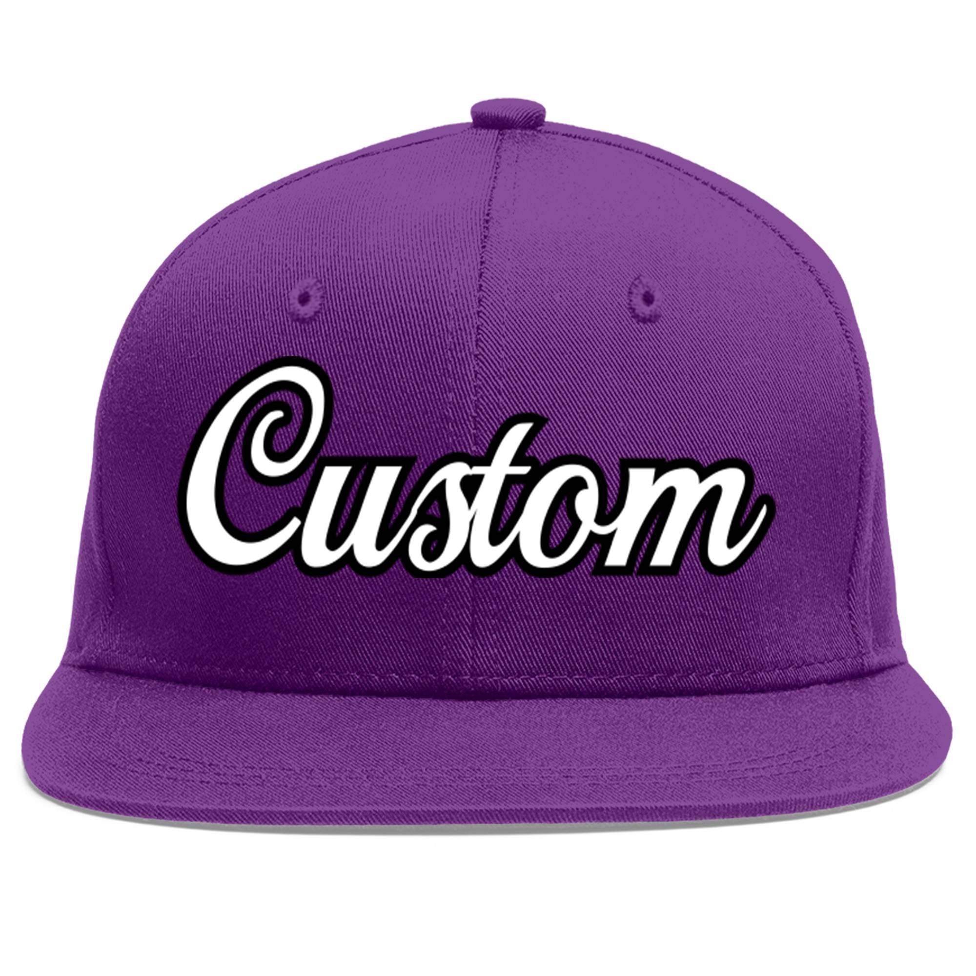 Casquette de baseball sport personnalisée violet blanc-noir Flat Eaves