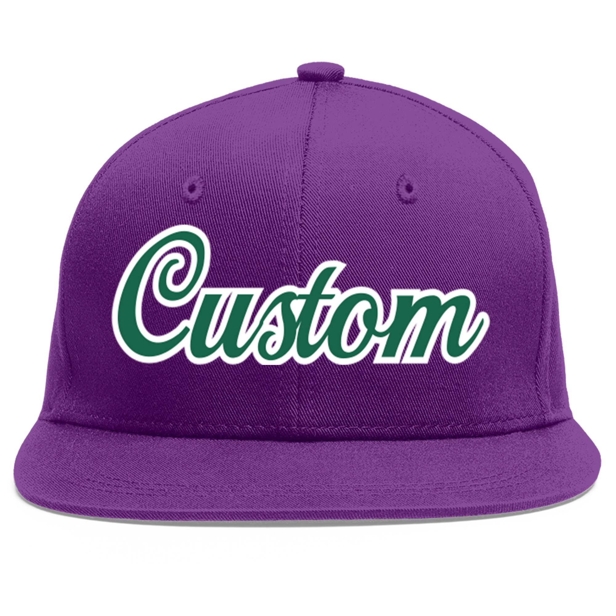 Casquette de baseball personnalisée violet Kelly vert-blanc plat Eaves Sport