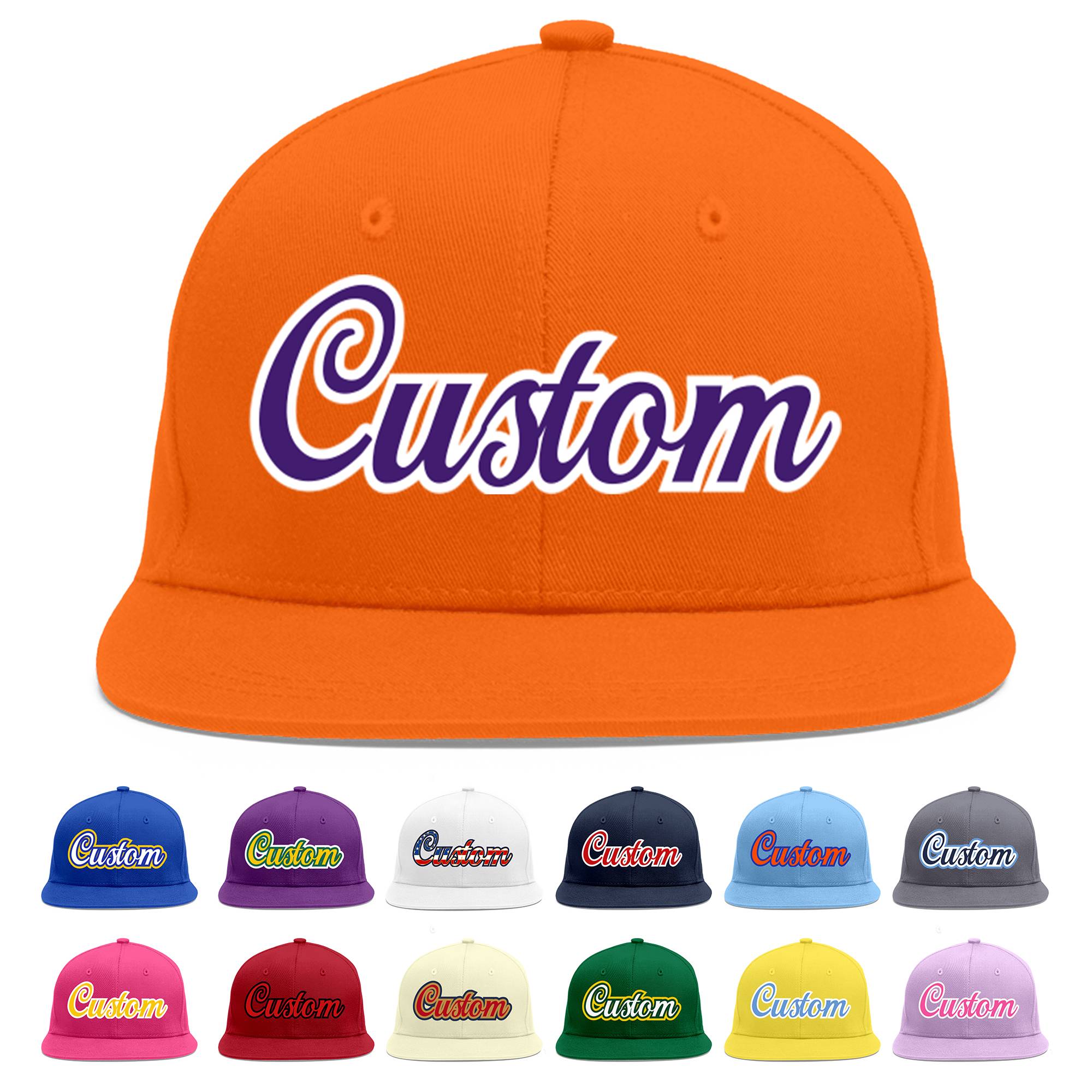 Casquette de baseball personnalisée Orange violet-blanc Flat Eaves Sport