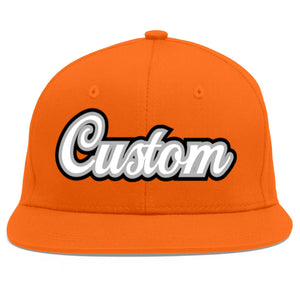 Custom Orange White-Gray Flat Eaves Sport Baseball Cap