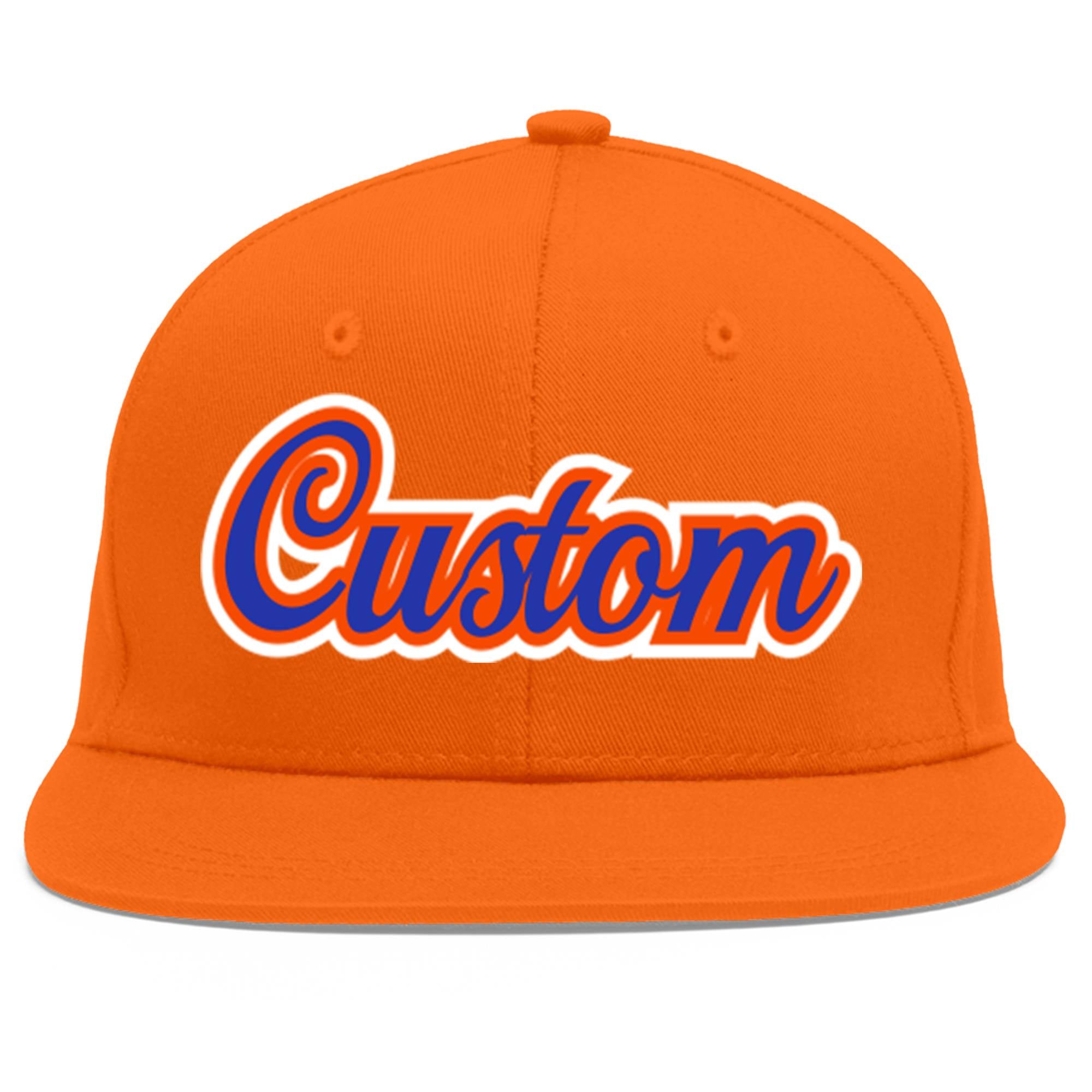 Custom Orange Royal-Orange Flat Eaves Sport Baseball Cap