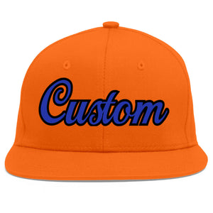 Casquette de baseball sport personnalisée Orange Royal-Black Flat Eaves