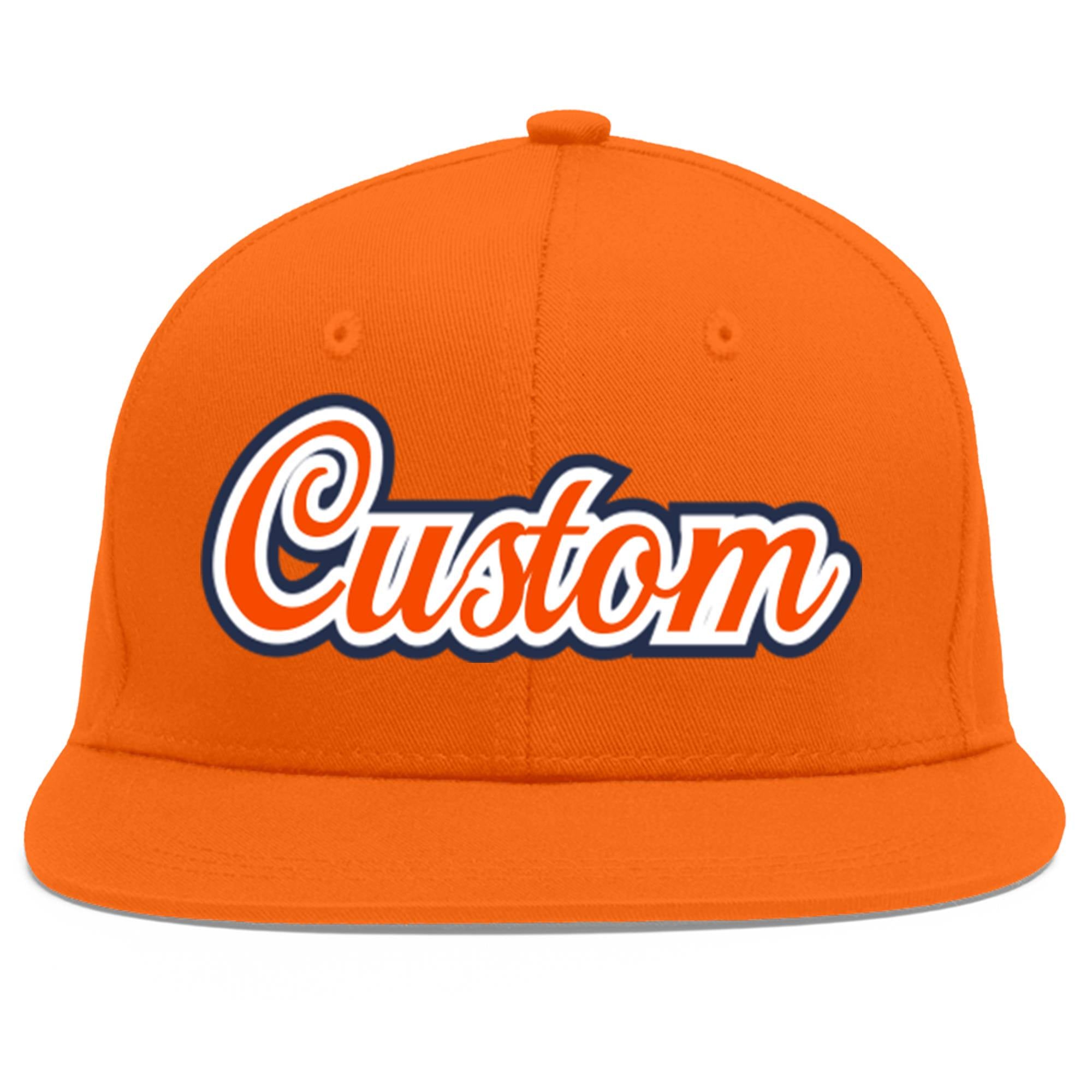 Custom Orange Orange-White Flat Eaves Sport Baseball Cap