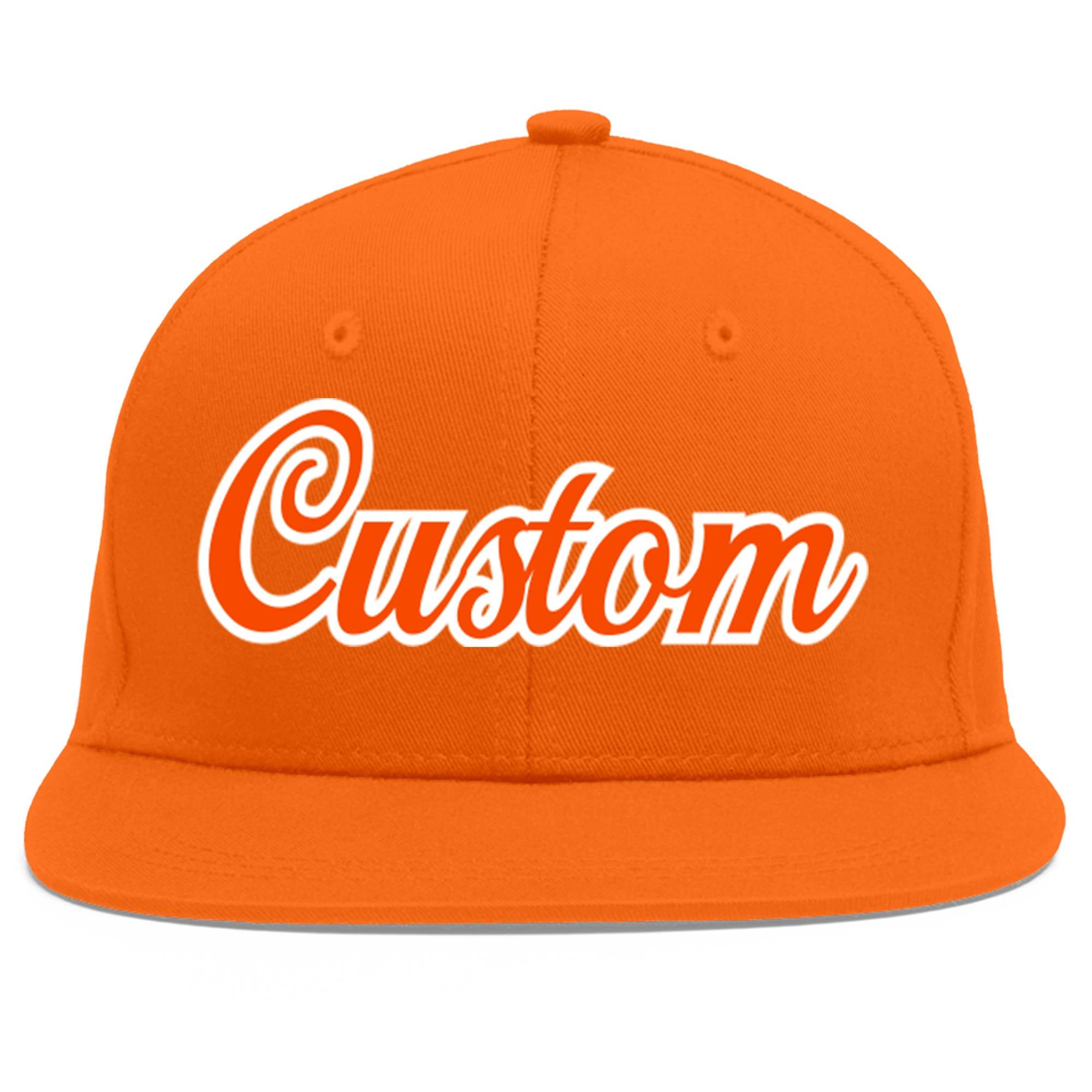 Custom Orange Orange-White Flat Eaves Sport Baseball Cap