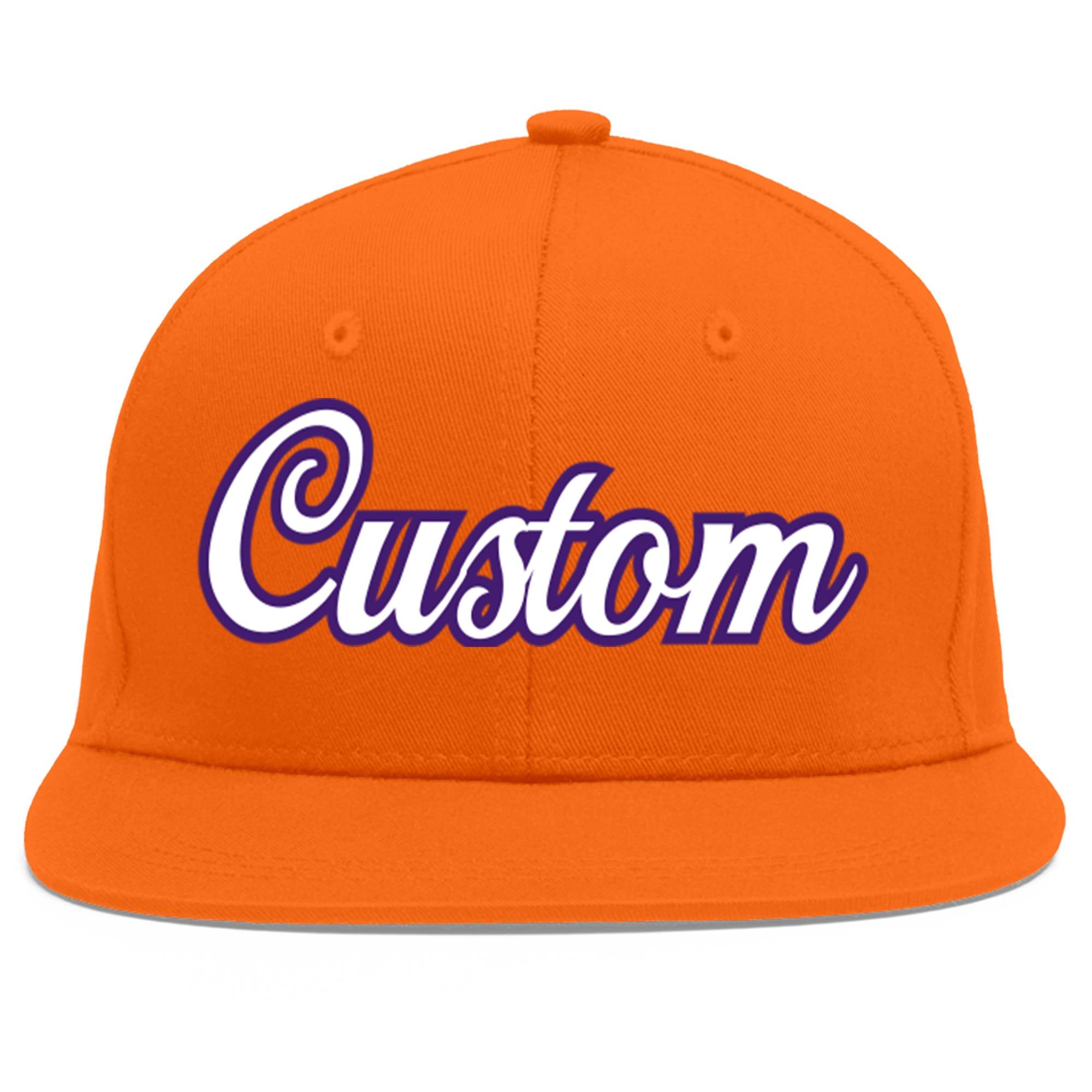 Casquette de baseball sport personnalisée orange blanc-violet Flat Eaves