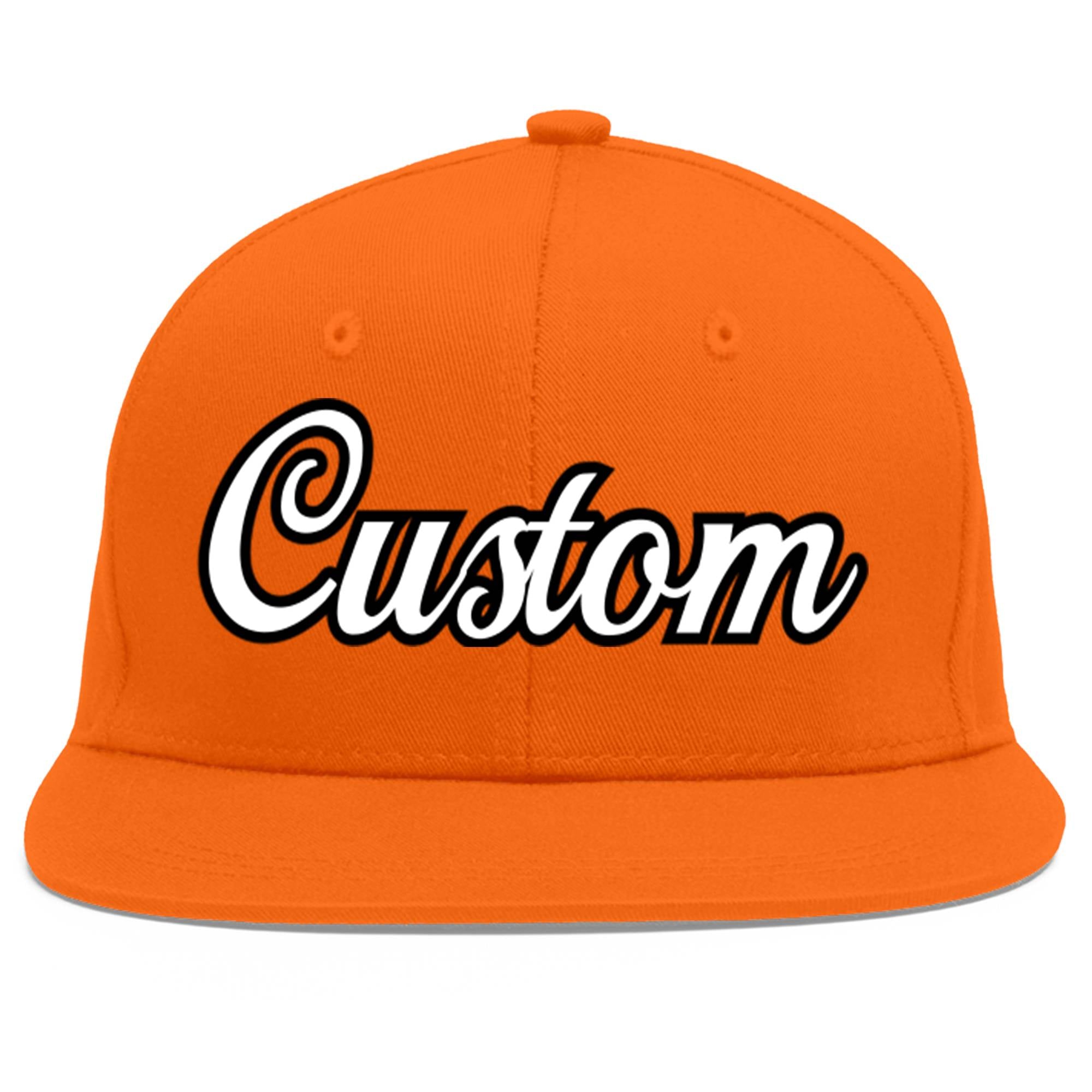 Custom Orange White-Black Flat Eaves Sport Baseball Cap