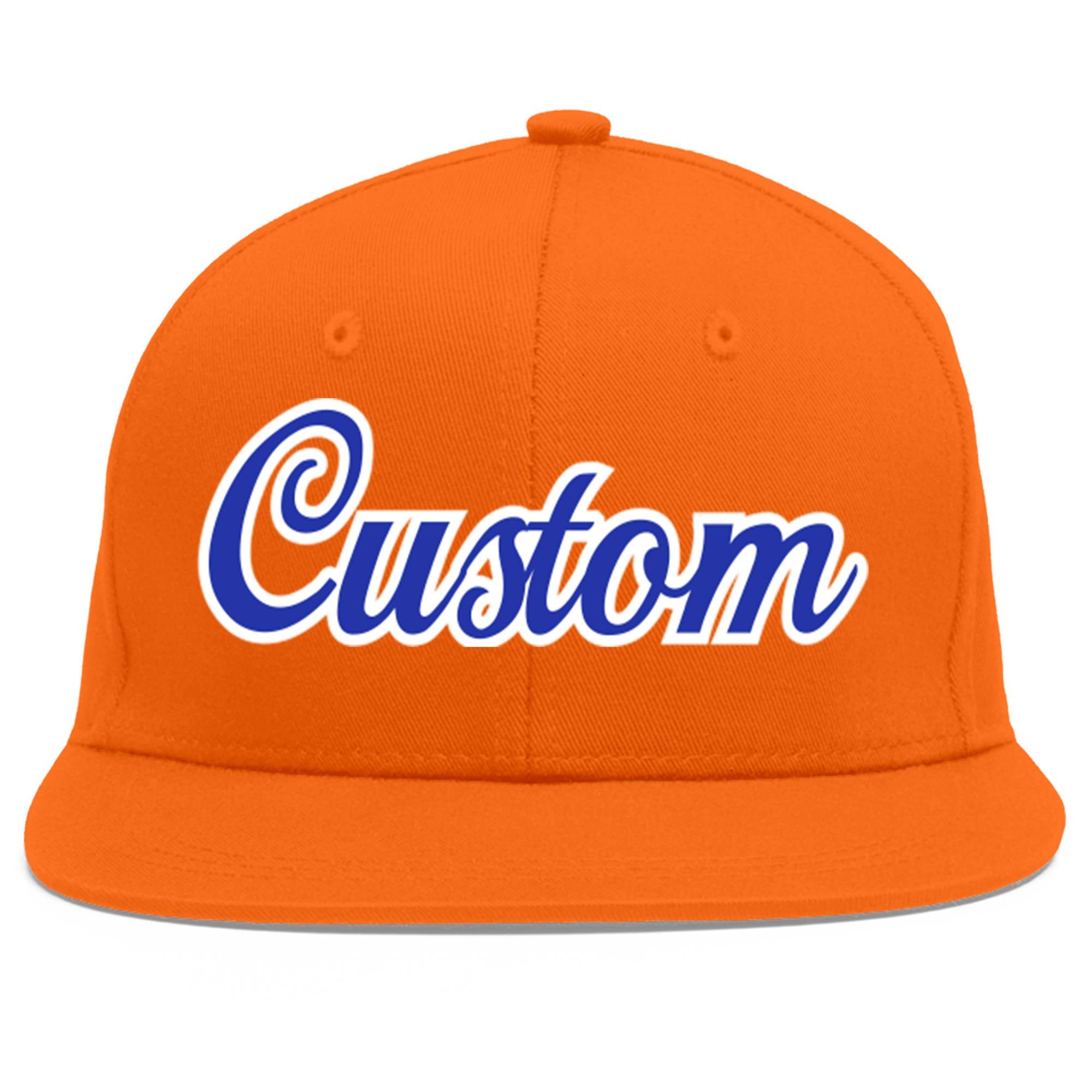 Casquette de baseball sport personnalisée Orange Royal-White Flat Eaves