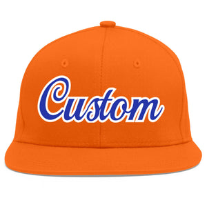 Casquette de baseball sport personnalisée Orange Royal-White Flat Eaves