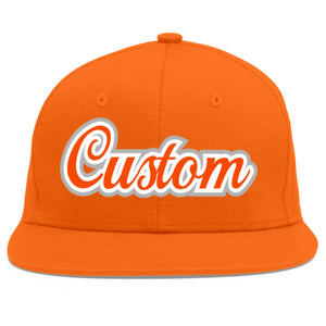 Custom Orange Orange-White Flat Eaves Sport Baseball Cap