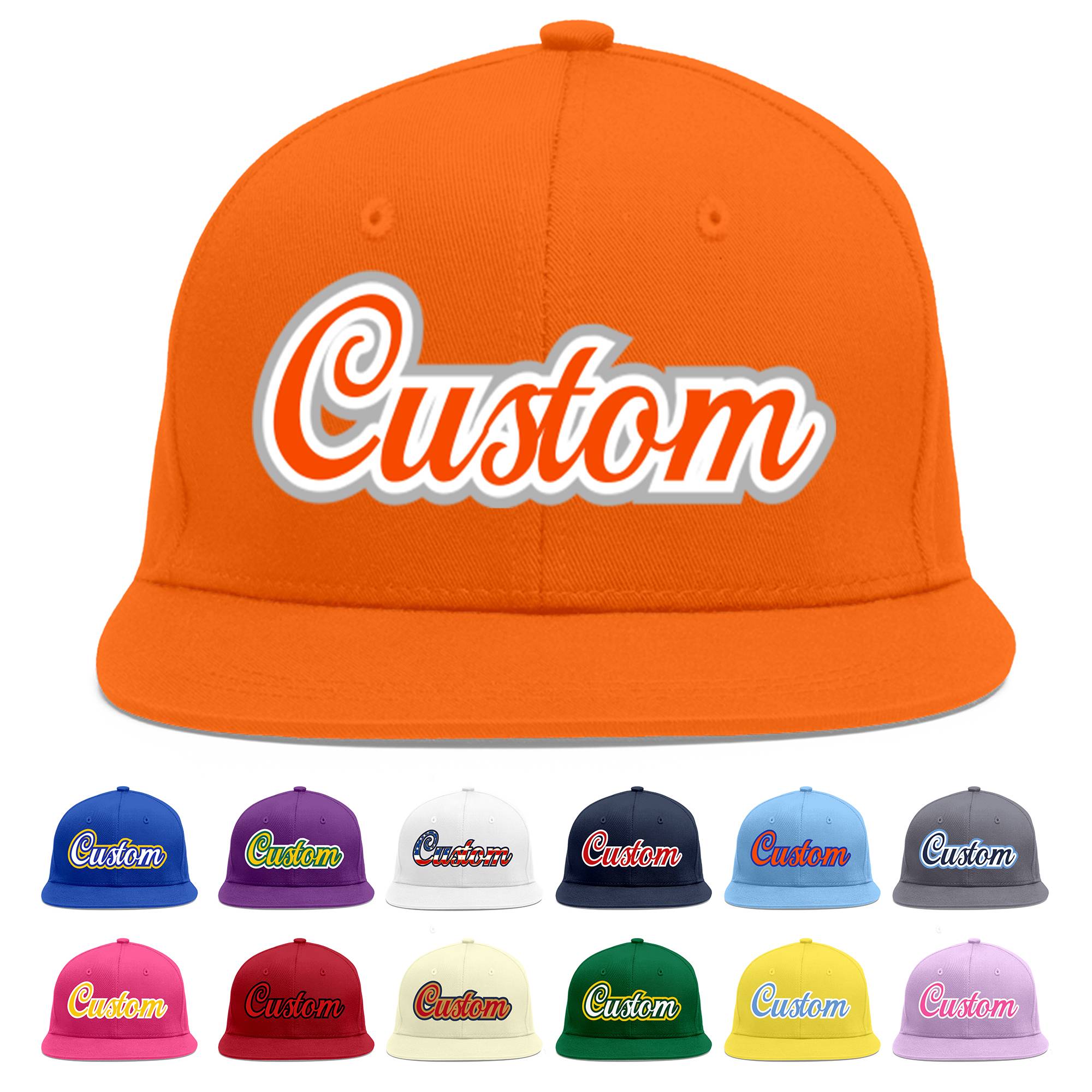 Casquette de baseball sport personnalisée Orange Orange-Blanc Flat Eaves