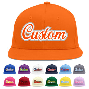 Custom Orange Orange-White Flat Eaves Sport Baseball Cap