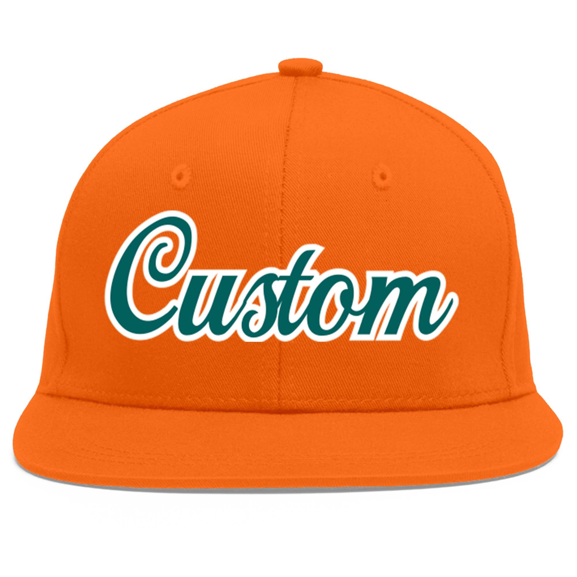 Casquette de baseball sport personnalisée Orange Aqua-White Flat Eaves