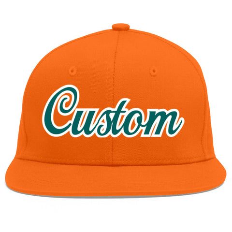Custom Orange Aqua-White Flat Eaves Sport Baseball Cap