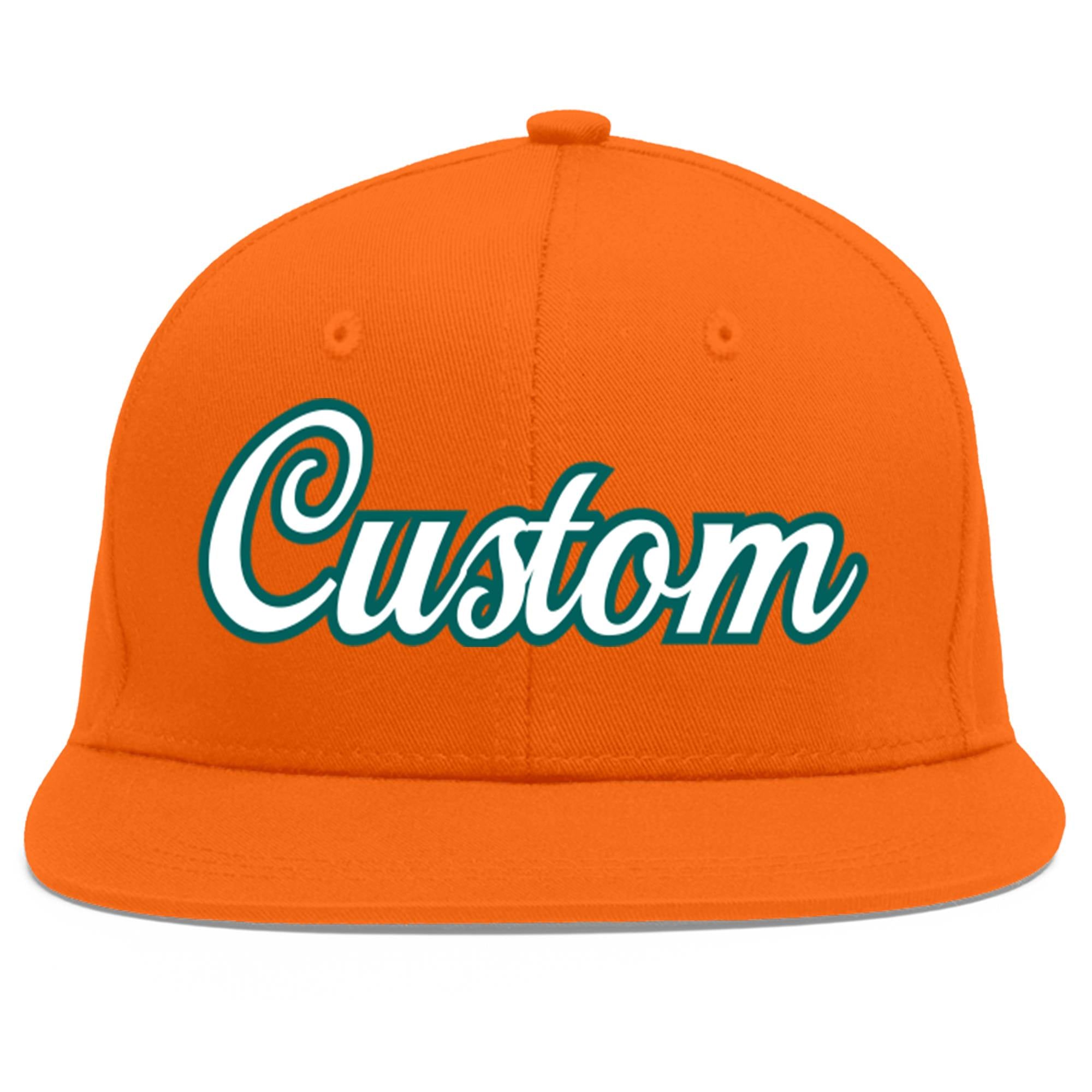 Casquette de baseball sport personnalisée Orange Blanc-Aqua Flat Eaves