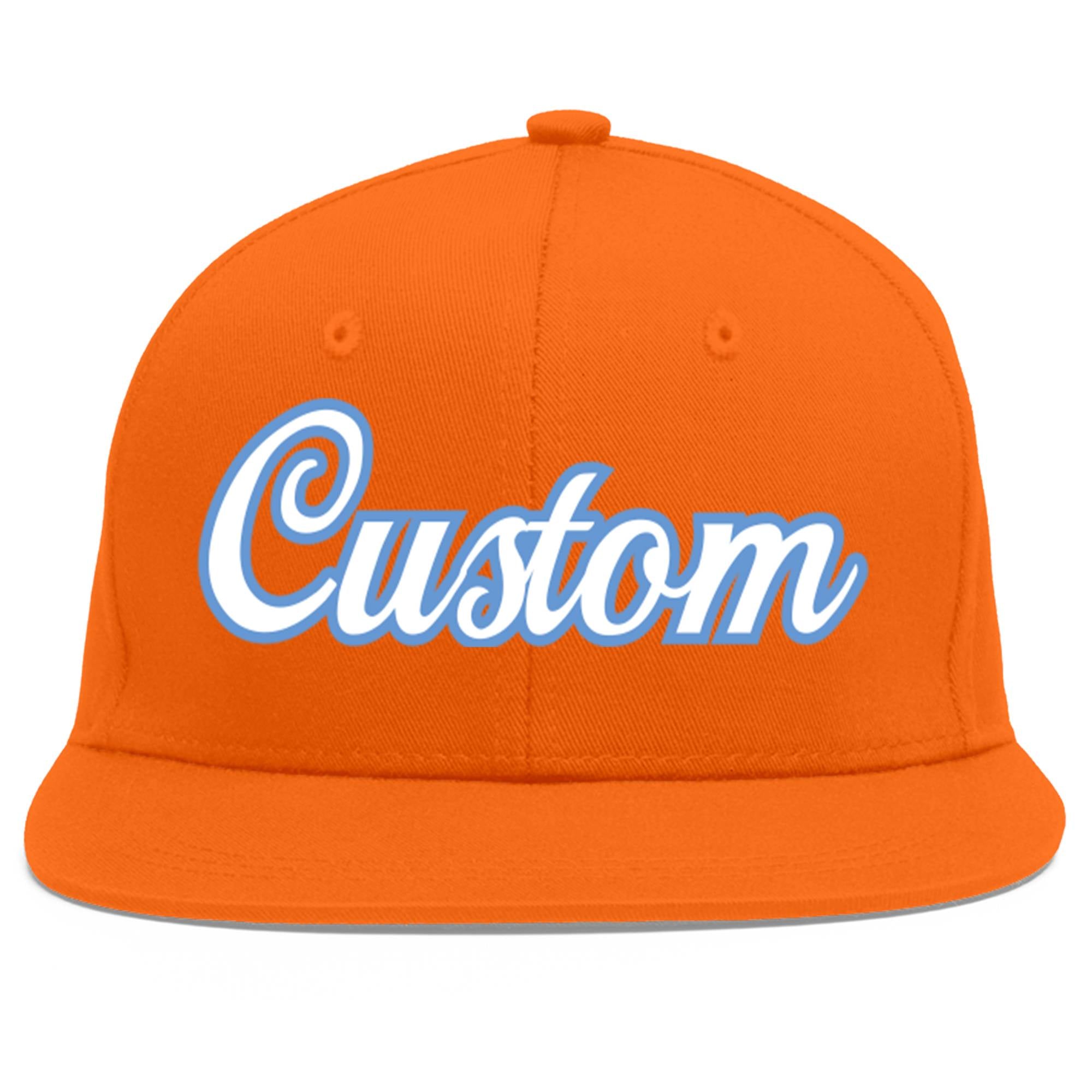 Casquette de baseball sport personnalisée orange blanc-bleu clair